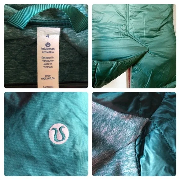 Lululemon Down for a run pullover, Forage Teal 800 fill power goose down Sz.4